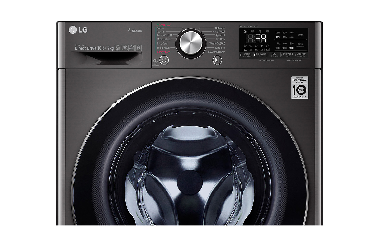 LG 10.5/7kg Front Load Washer Dryer with AI Direct Drive™ and Steam+™, FV1450H2B