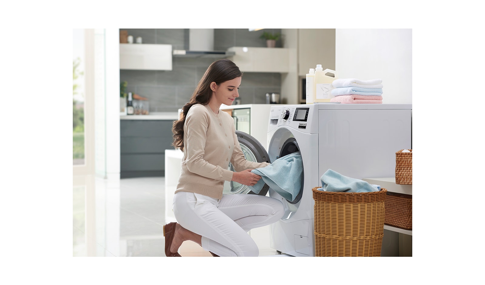 LG 9KG 6 MOTION DIRECT DRIVE FRONT LOAD WASHING MACHINE, F1409NPRW