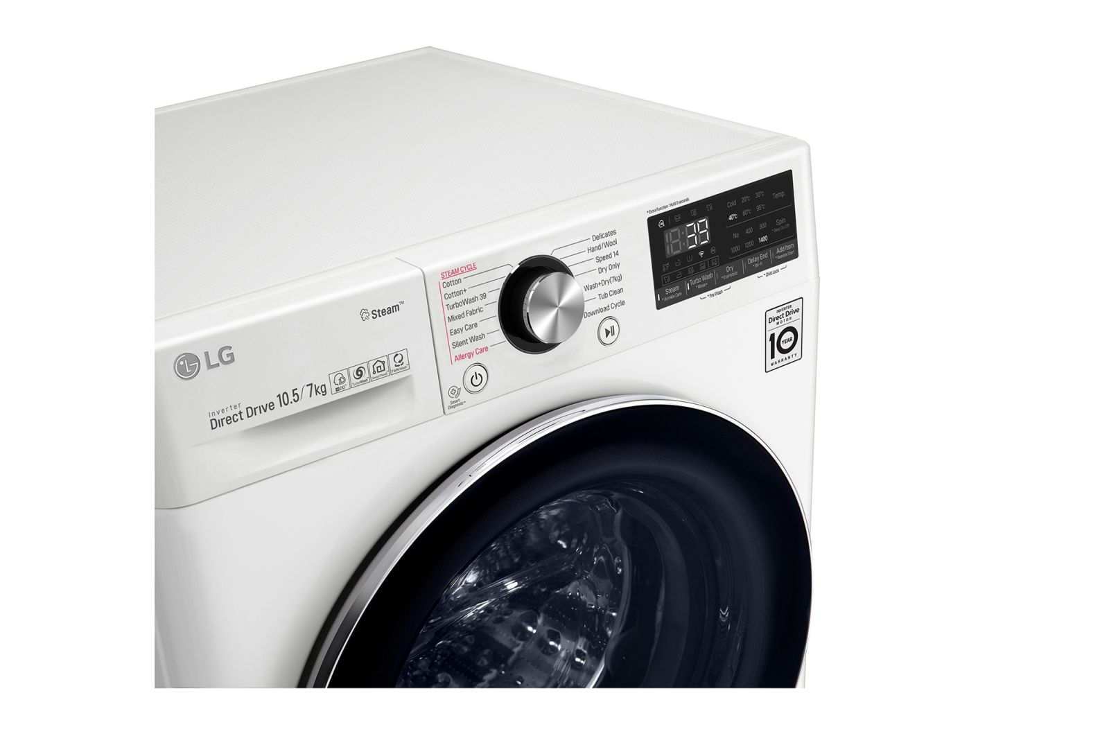 LG 9/6kg Front Load Washer Dryer with AI Direct Drive™ and Steam+™, FV1409H2W