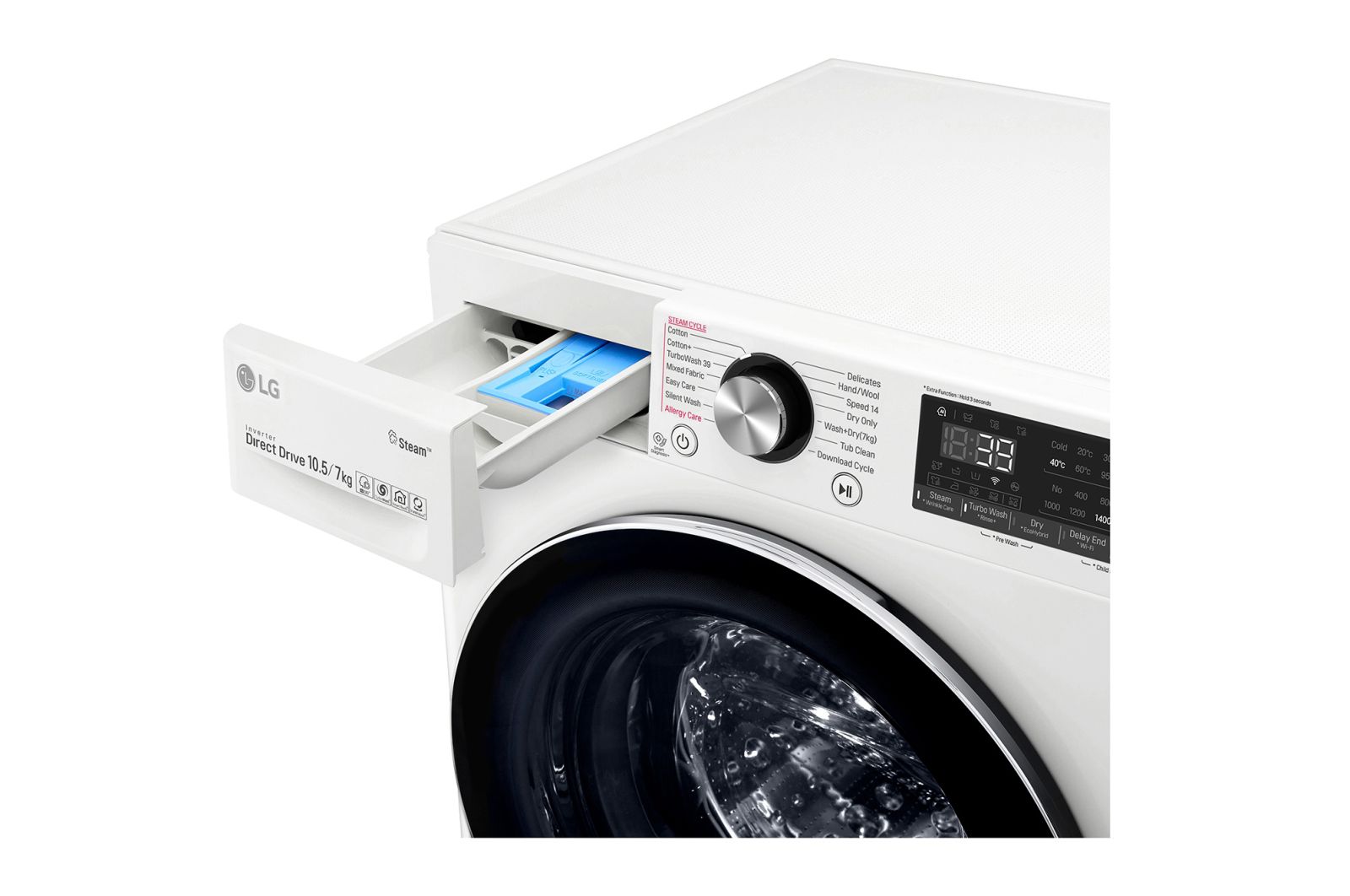 LG 9/6kg Front Load Washer Dryer with AI Direct Drive™ and Steam+™, FV1409H2W