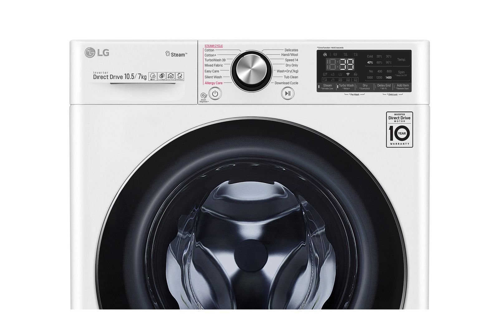 LG 9/6kg Front Load Washer Dryer with AI Direct Drive™ and Steam+™, FV1409H2W