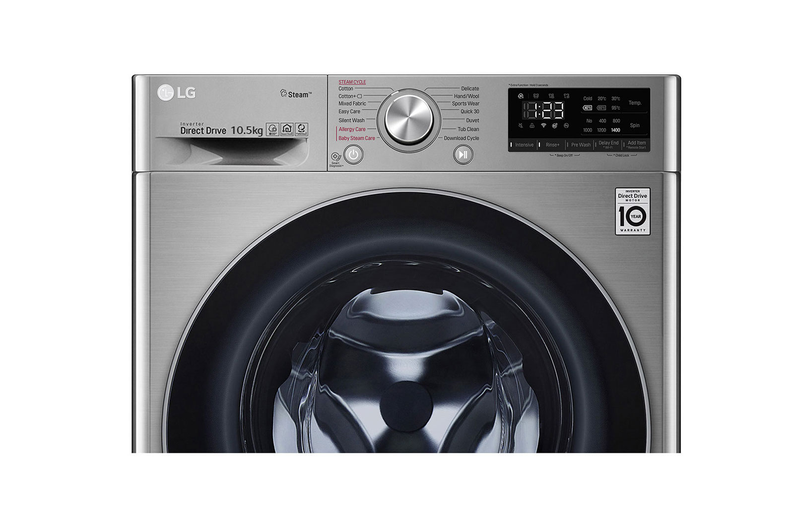 LG 10.5kg Front Load Washer with AI Direct Drive™ and Steam™, FV1450S4V