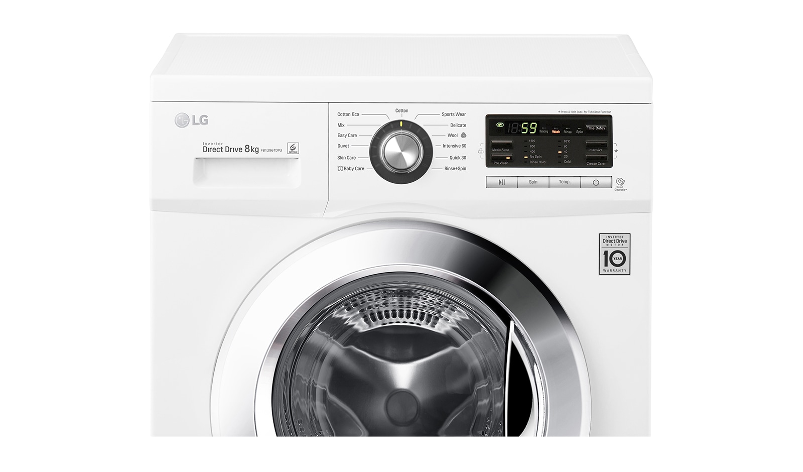 LG 8KG 6 MOTION DIRECT DRIVE FRONT LOAD WASHING MACHINE, WD-MD8120WM