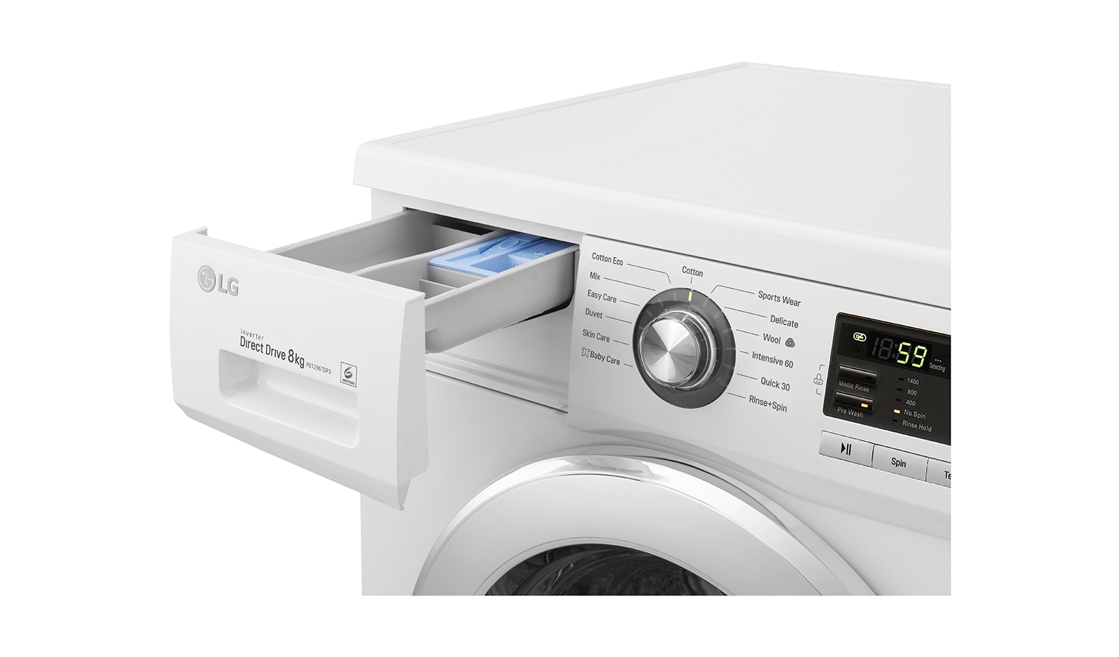 LG 8KG 6 MOTION DIRECT DRIVE FRONT LOAD WASHING MACHINE, WD-MD8120WM