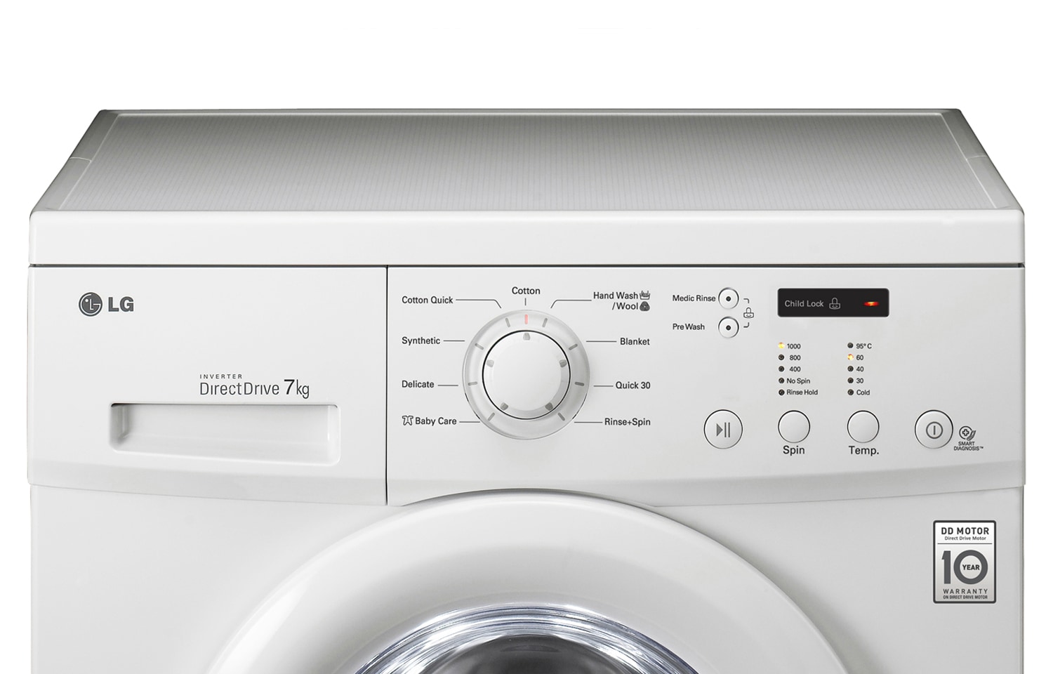 LG 7kg 6 MOTION DIRECT DRIVE FRONT LOAD WASHING MACHINE, WD-MD7000WM