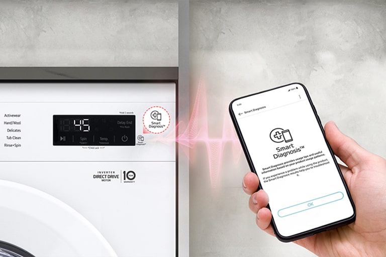 Smart Diagnostics™ lets you know about your washing machine's problems via notifications on your phone