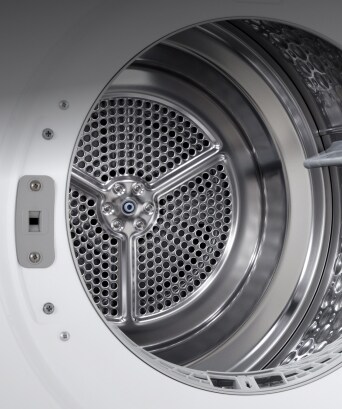 LG dryer's stainless steel drum.