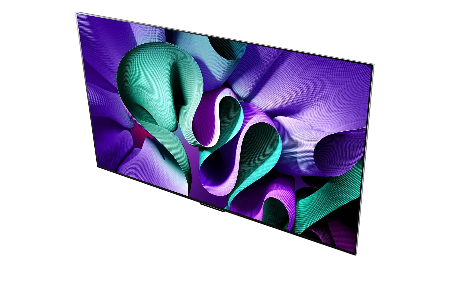 Close-upbeeld van de LG OLED evo TV, OLED M4 gezien vanaf de ultraslanke bovenrand