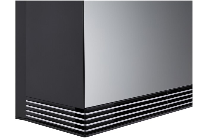Close-up side view of LG ai air conditioner highlighting its vent details