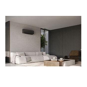 Modern living room with LG air conditioner on the wall
