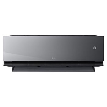 Front view of an LG air conditioner with the lower vane open