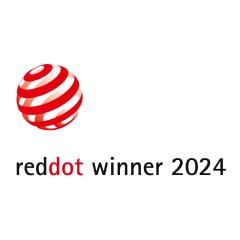 Red Dot Winner 2024-logo, symbool voor designexcellentie.
