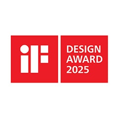 Logo van iF Design Award 2025, die een prijs voor een ontwerp vertegenwoordigt.