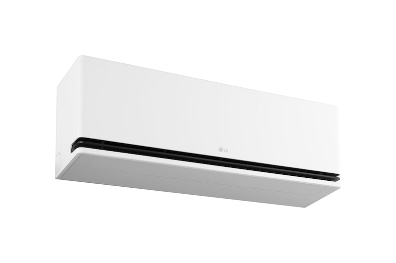 Linker vooraanzicht van onderaf van de LG AI airconditioner.