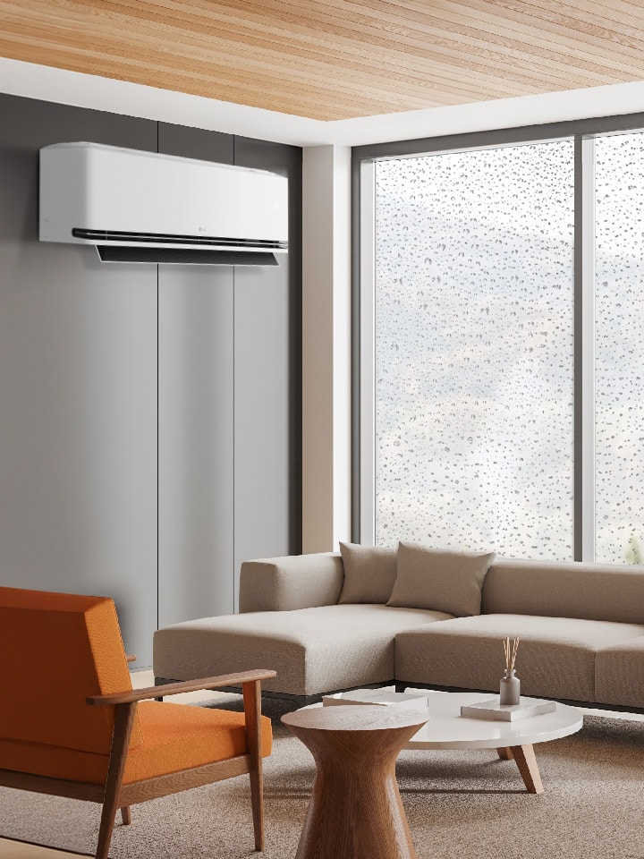 Comfort Humidity Control regelt de luchtstroom: krachtig bij 80% en zachter bij 60% luchtvochtigheid.
