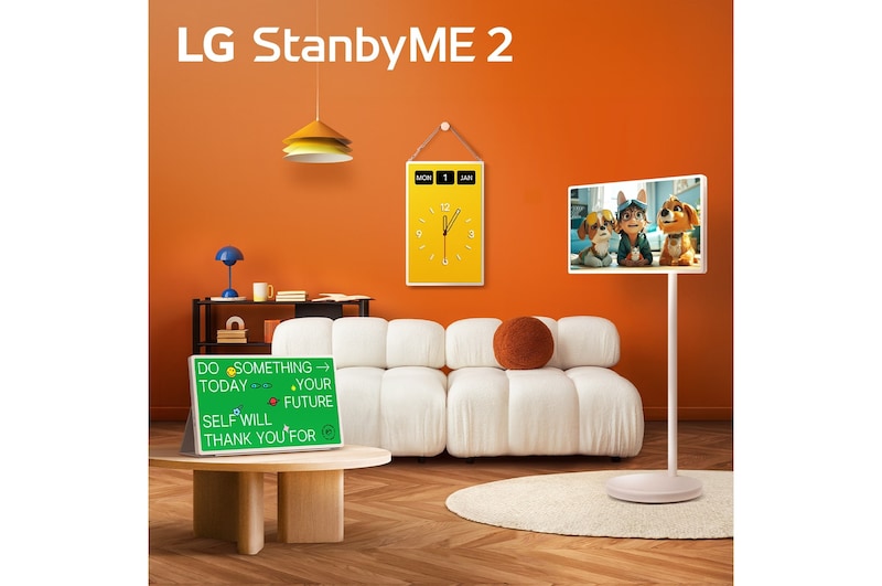 Vooraanzicht van 27 inch LG StanbyME 2 Super Draagbaar Touchscreen 27LX6TDGA