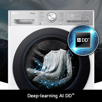 LG 13 kg wasmachine F4WR9513S2W in het wit, met AI DD®-technologie die op intelligente wijze de stof detecteert voor een optimale wasverzorging.