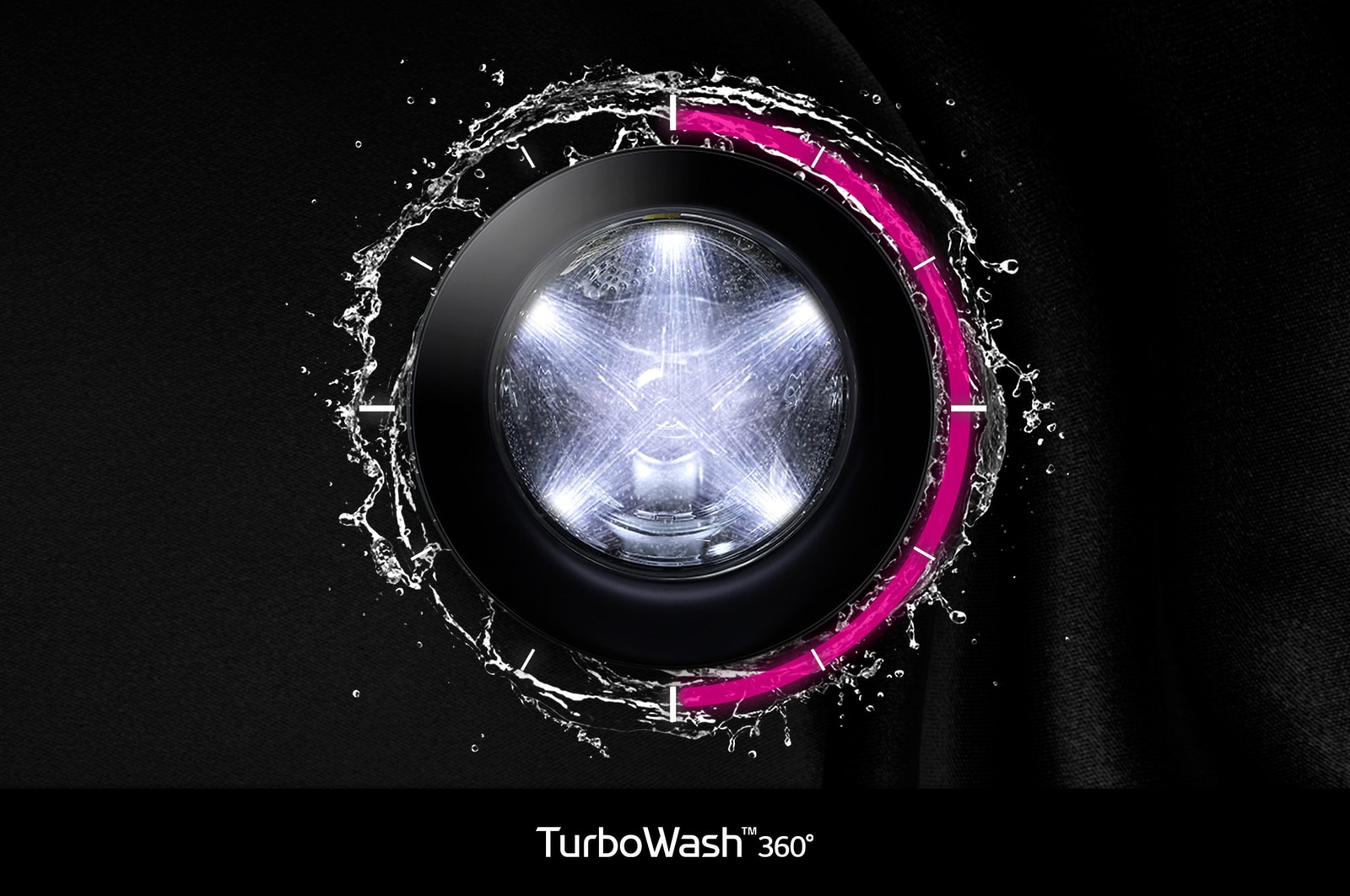 Afbeelding van de TurboWash™ 360°-functie van de LG LC0R2N2-wasmachine, die een grondige reiniging in slechts 39 minuten biedt.