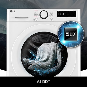 LG 9 kg wasmachine GC3R309S3 in het wit, met AI DD®-technologie die op intelligente wijze de stof detecteert voor een optimale wasverzorging.