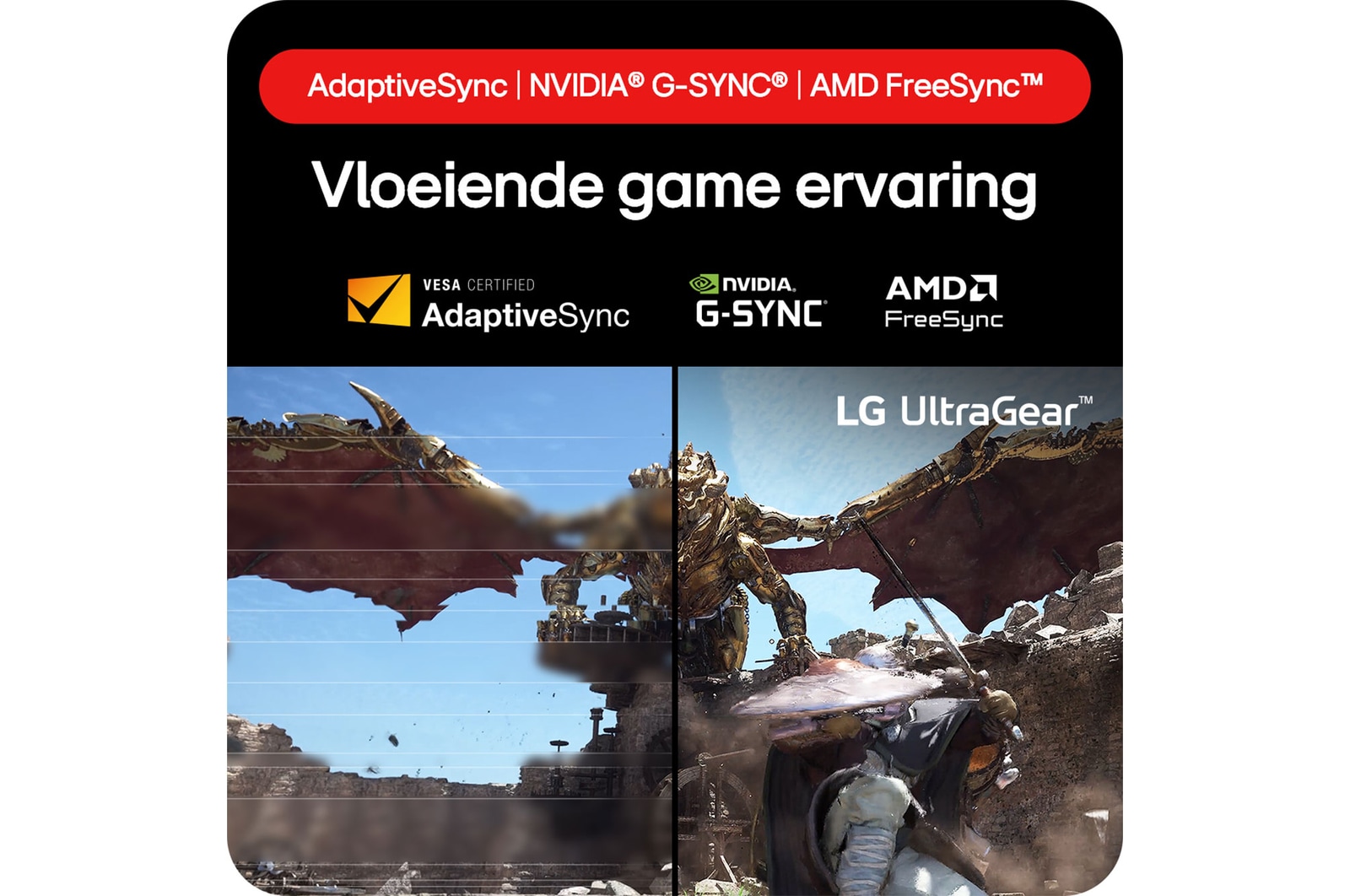 LG UltraGear™ Gaming Monitor 27GS85Q-B, compatibel met AdaptiveSync, NVIDIA® G-SYNC® Compatible en AMD FreeSync™ Premium, voor een vloeiende, scheurvrije game-ervaring.