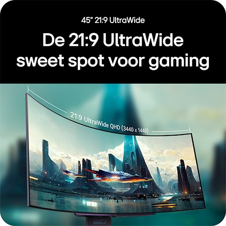 LG Monitor 45GX900A-B levert de 45-inch 21:9 UltraWide QHD (3440 x 1440) gaming sweetspot via het gebogen scherm voor een breed en meeslepend gezichtsveld.