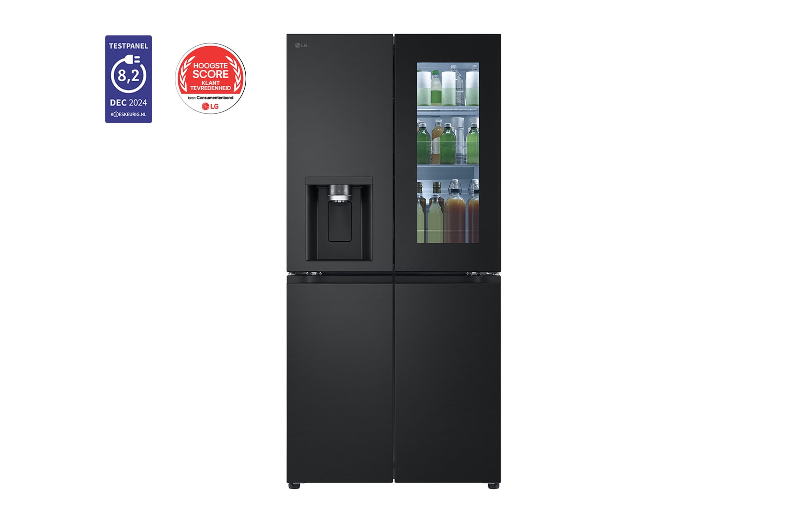 Vooraanzicht van 508L Amerikaanse koelkast Zwart | InstaView™ | DoorCooling+™ | Uvnano™, GMG860EPBE