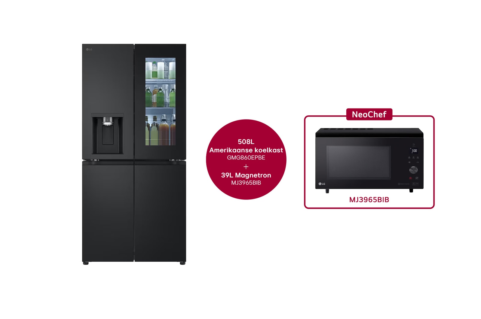 LG 508L Amerikaanse koelkast GMG860EPBE + 39L Smart Inverter Magnetron MJ3965BIB, GMG860EPBE.MJ3BIB