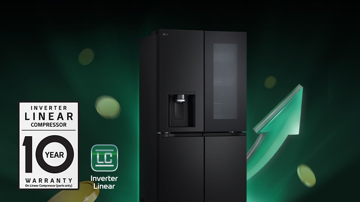 Koelkast voor stijgende pijlen en stapels munten