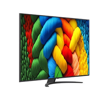 Naar links gericht zijaanzicht van de LG NanoCell NANO80 TV.