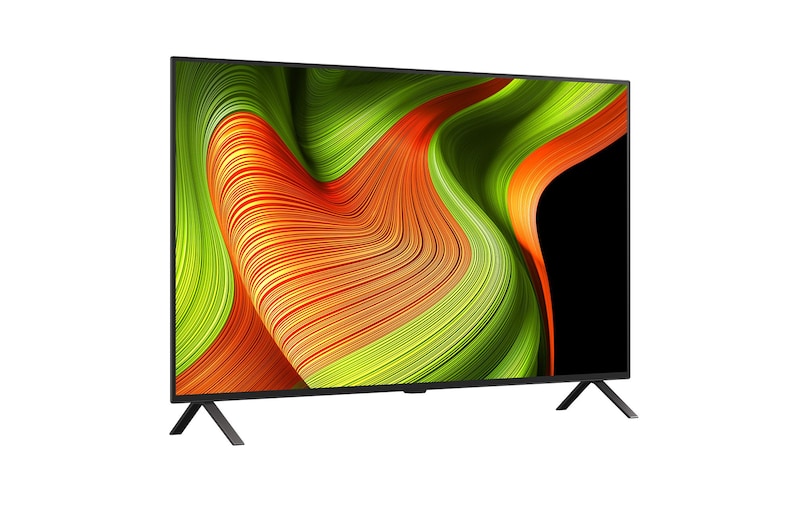Licht schuine weergave van LG OLED AI B5 4K Smart TV.