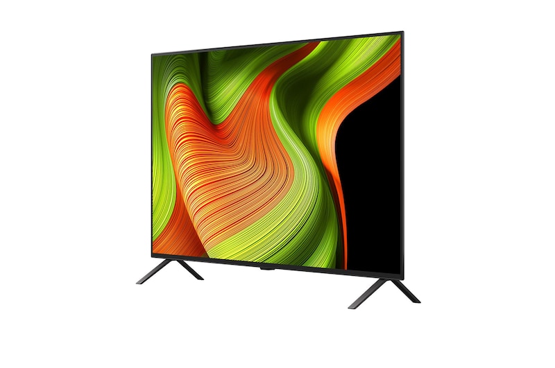 Licht schuine weergave van LG OLED AI B5 4K Smart TV.