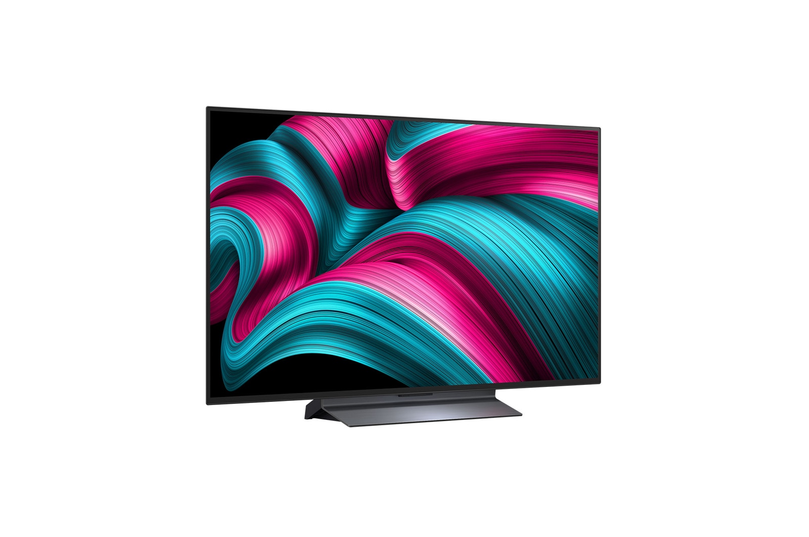 Iets schuin zicht op LG OLED evo AI C5 4K Smart TV.