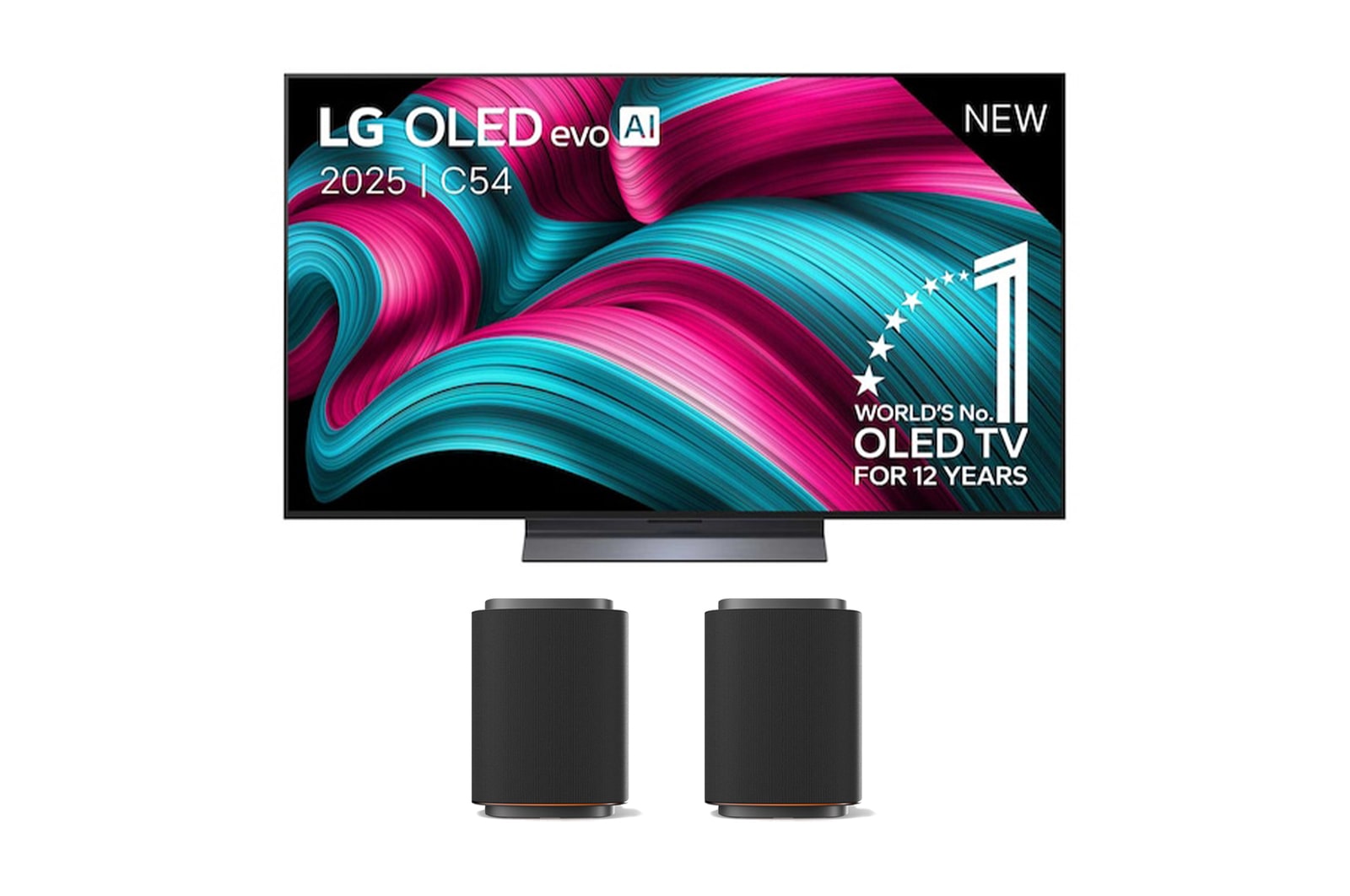 Vooraanzicht van 65 inch LG OLED evo AI C5 4K Smart TV 2025 & LG Stereo Suite M7 OLED65C54LA.M7M7001