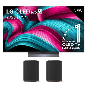 Vooraanzicht van 65 inch LG OLED evo AI C5 4K Smart TV 2025 & LG Stereo Suite M7 OLED65C54LA.M7M7001