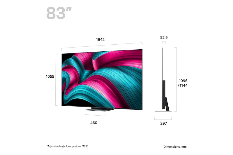 LG 83 inch LG OLED evo AI C5 4K Smart TV 2025, OLED83C54LA