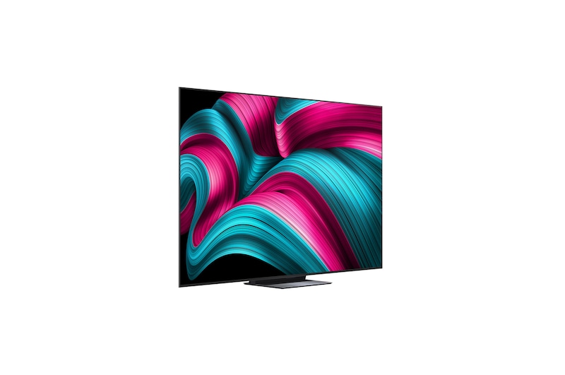 Iets schuin zicht op LG OLED evo AI C5 4K Smart TV.