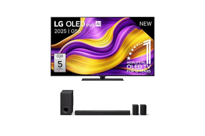LG 55 inch LG OLED evo AI G5 4K Smart TV 2025 & DS80TR 5.1.3-kanaals, OLED55G56LS.DS80TR