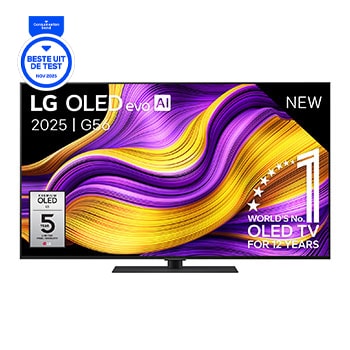 Vooraanzicht van 65 inch LG OLED evo AI G5 4K Smart TV 2025 OLED65G56LS