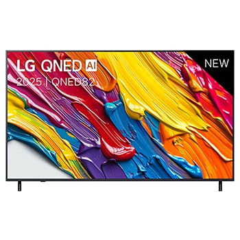 Vooraanzicht van 75 inch LG QNED82 AI 4K Smart TV 2025 75QNED82A6B