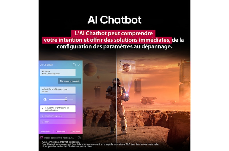 Een gezin zit op een bank en kijkt naar een LG QNED TV aan de wand boven een LG Soundbar. Een klein meisje wijst naar een scherm waarop twee dolfijnen te zien zijn. De titel bespreekt hoe elke actie nog spannender wordt op en gigantisch scherm.