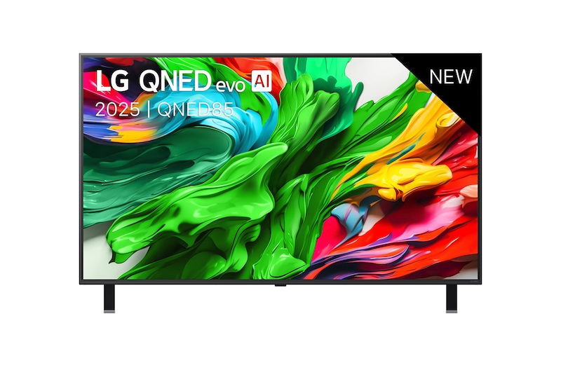 Vooraanzicht van 55 inch LG QNED evo AI QNED85 MiniLED 4K Smart TV 2025 55QNED85A6C