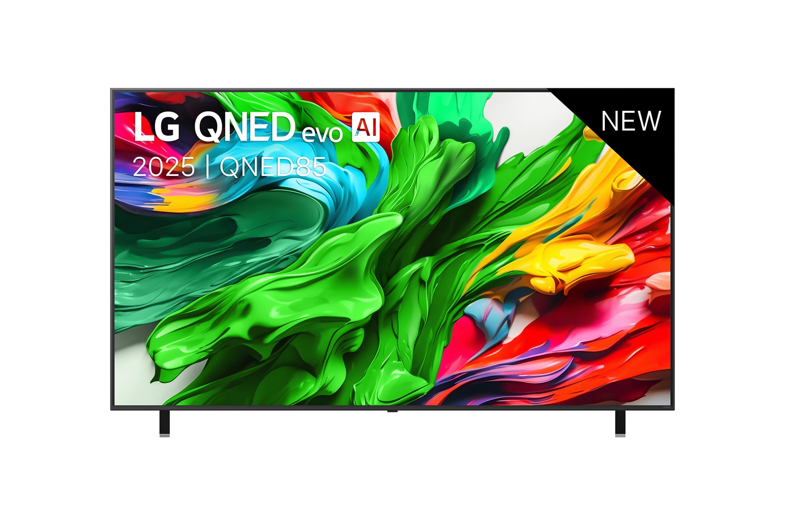 Vooraanzicht van 75 inch LG QNED evo AI QNED85 MiniLED 4K Smart TV 2025 75QNED85A6C