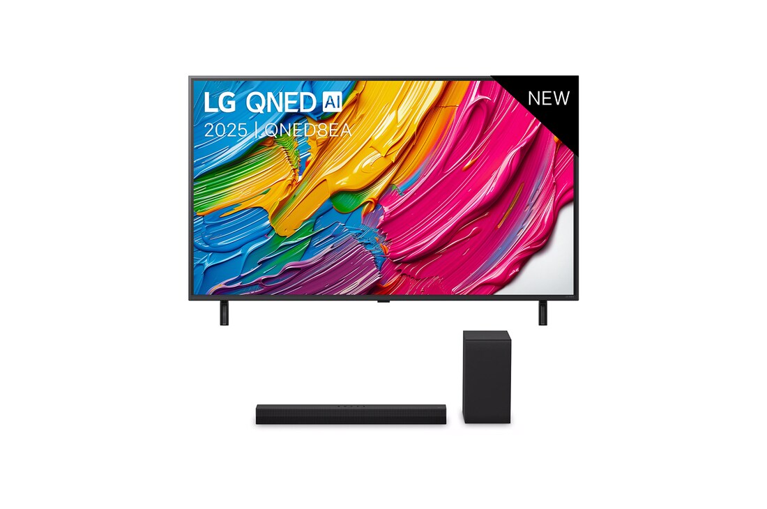 LG 50 inch LG QNED8E AI 4K Smart TV 2025 & DS40T 2.1 kanaal , 50QNED8EA6B.DS40T