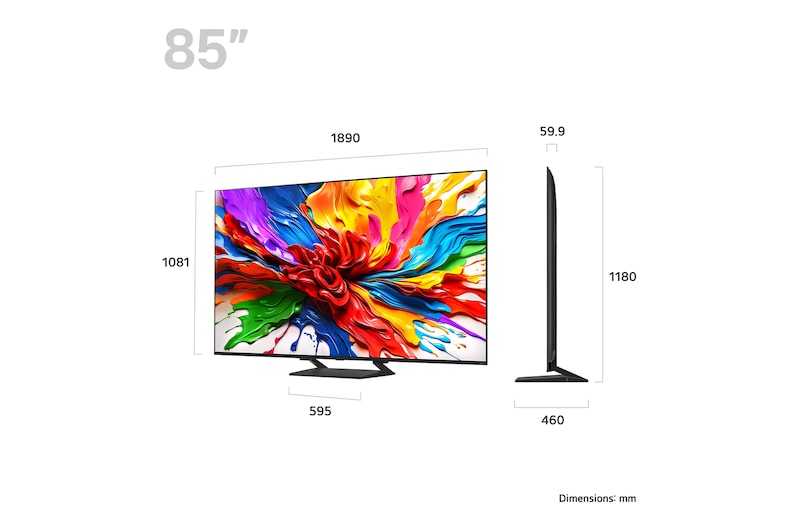 LG 85 inch LG QNED evo AI QNED93 MiniLED 4k Smart TV 2025, 85QNED93A6A