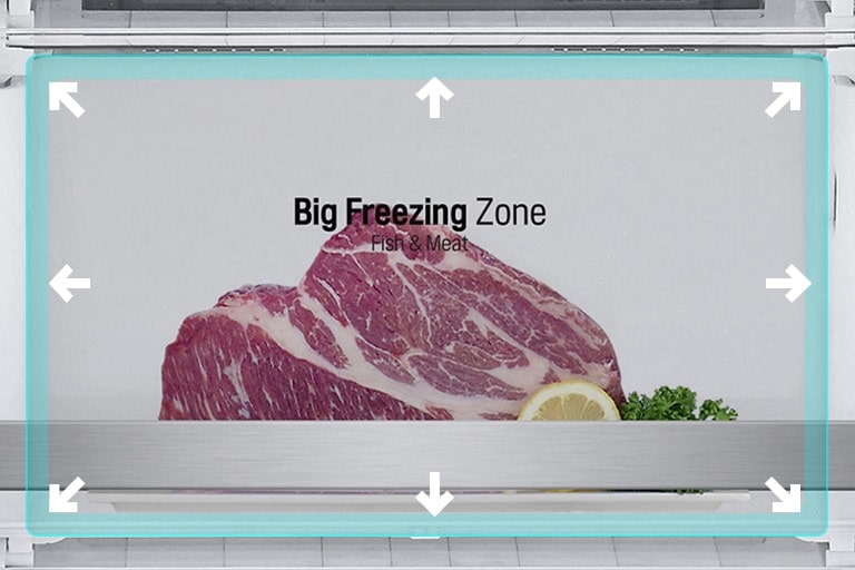 Groot vriesvak binnenin de koelkast.