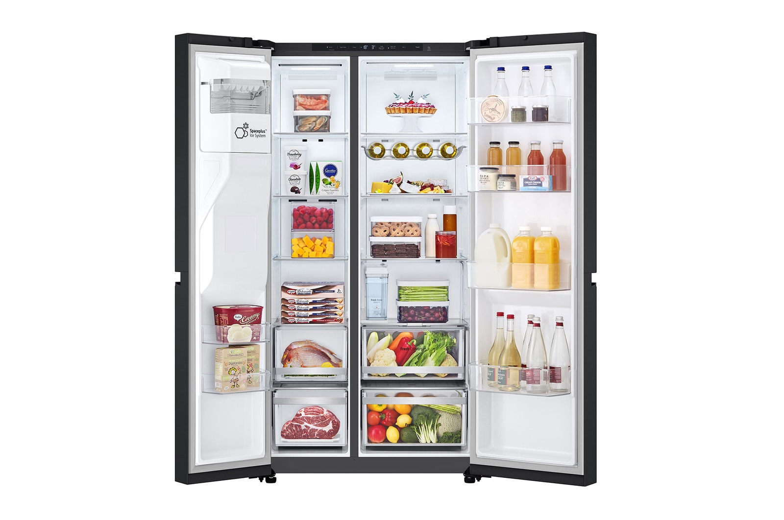 Door open view with food