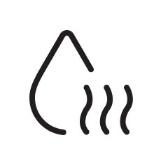 Er wordt een waterdruppelpictogram weergegeven met een stoompictogram ervoor.