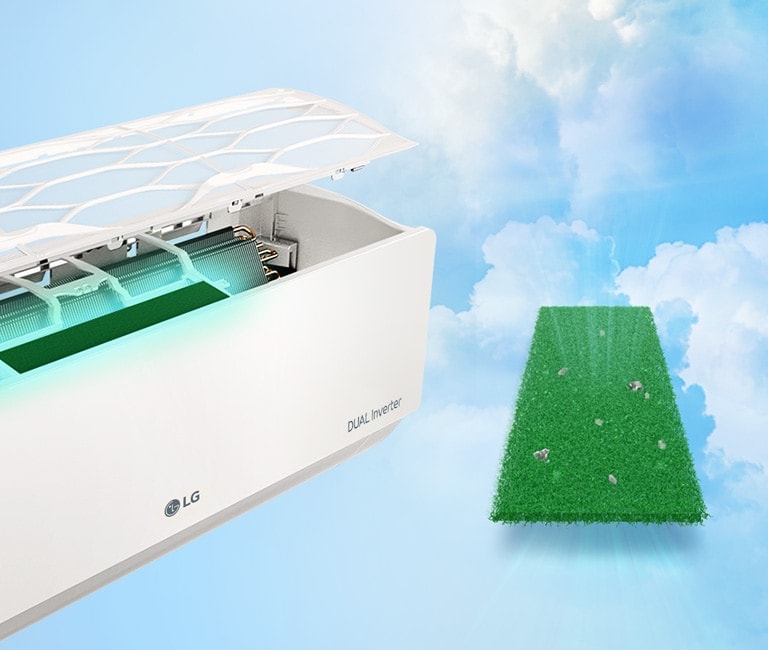 Feature card van 2.5kW, ARTCOOL Beige, airconditioning met stijlvol beige design, DUAL Inverter en Uvnano™ AB09BK.NSJ