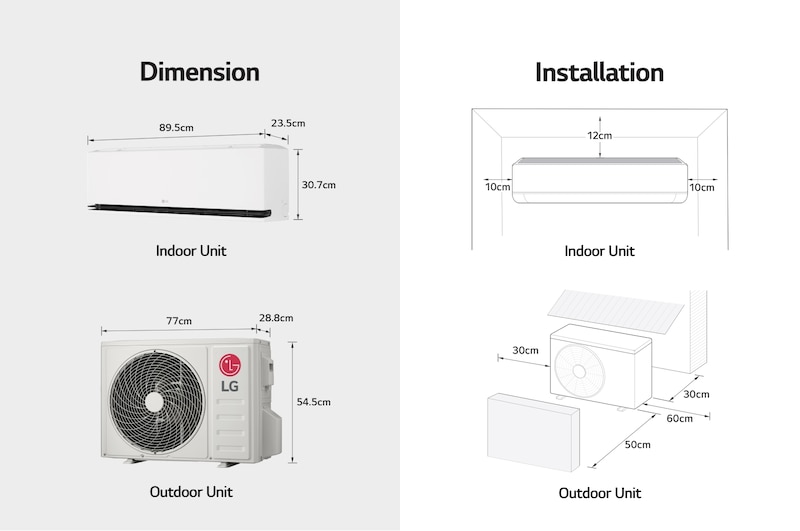 LG 5.0kW, DUALCOOL Deluxe Airconditioning, Dual Inverter HeatPump, stijlvol design en comfortabele luchtstroom, H18S1D