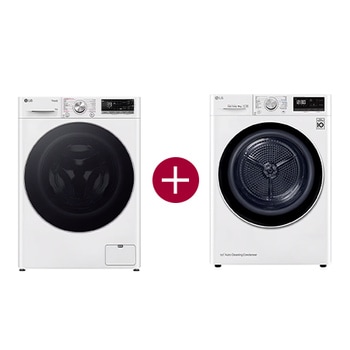 9kg Wasmachine GC3R709S1 + 8kg Droger RH80V9AV4N Wit - GC3R709S1.RH9AV4N